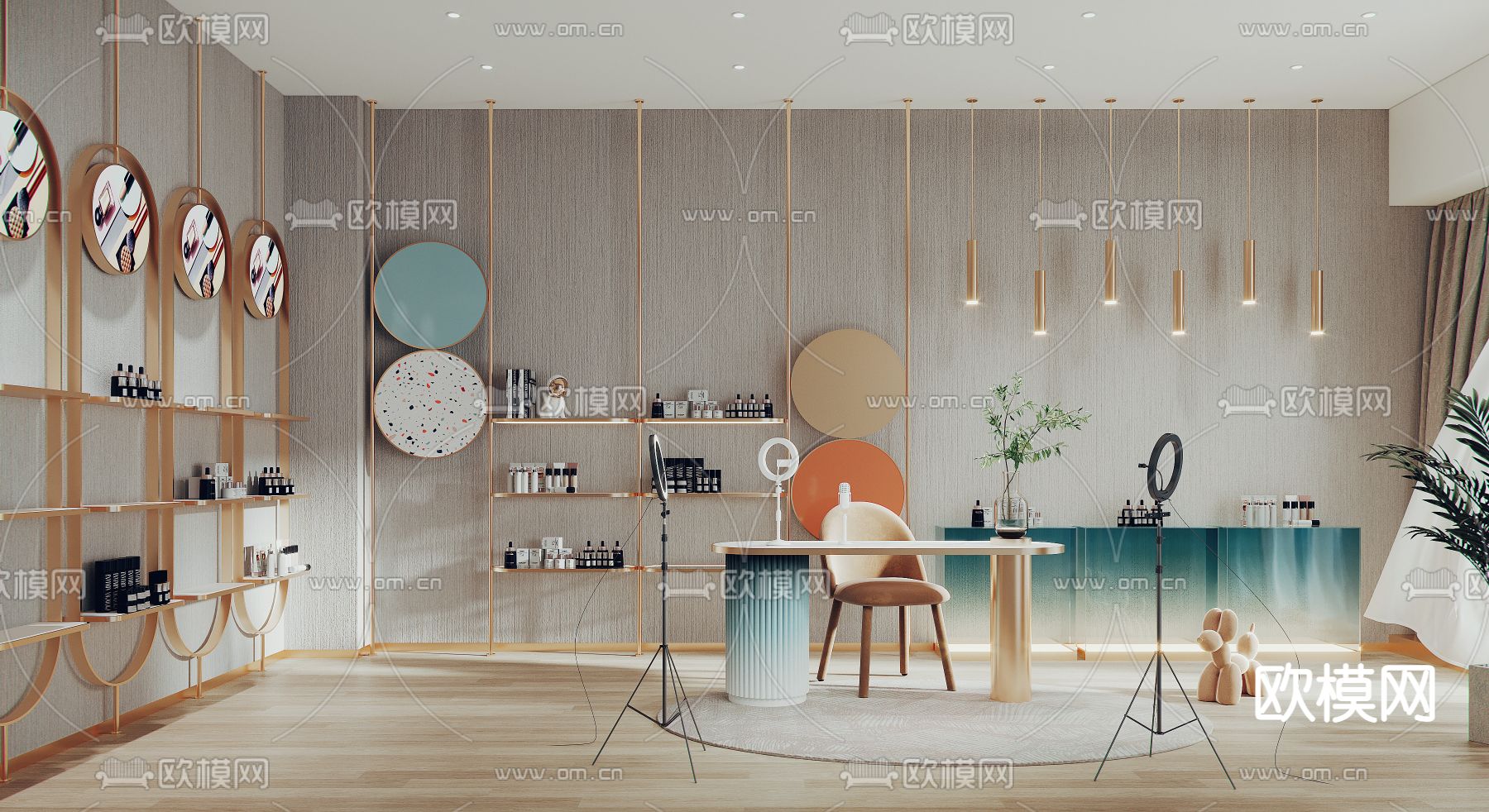 现代化妆品店直播间3d模型下载