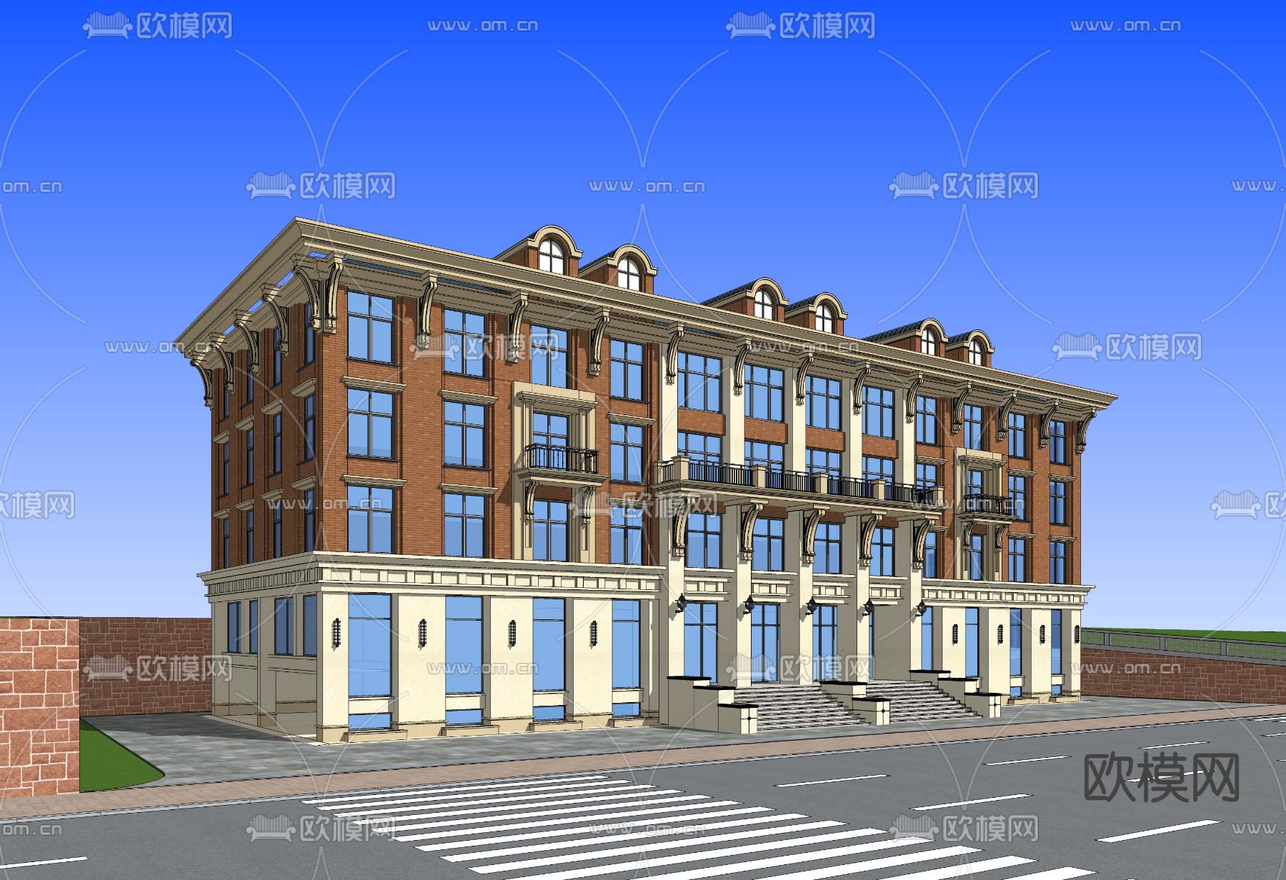 欧式办公楼su模型下载（渲染图3）