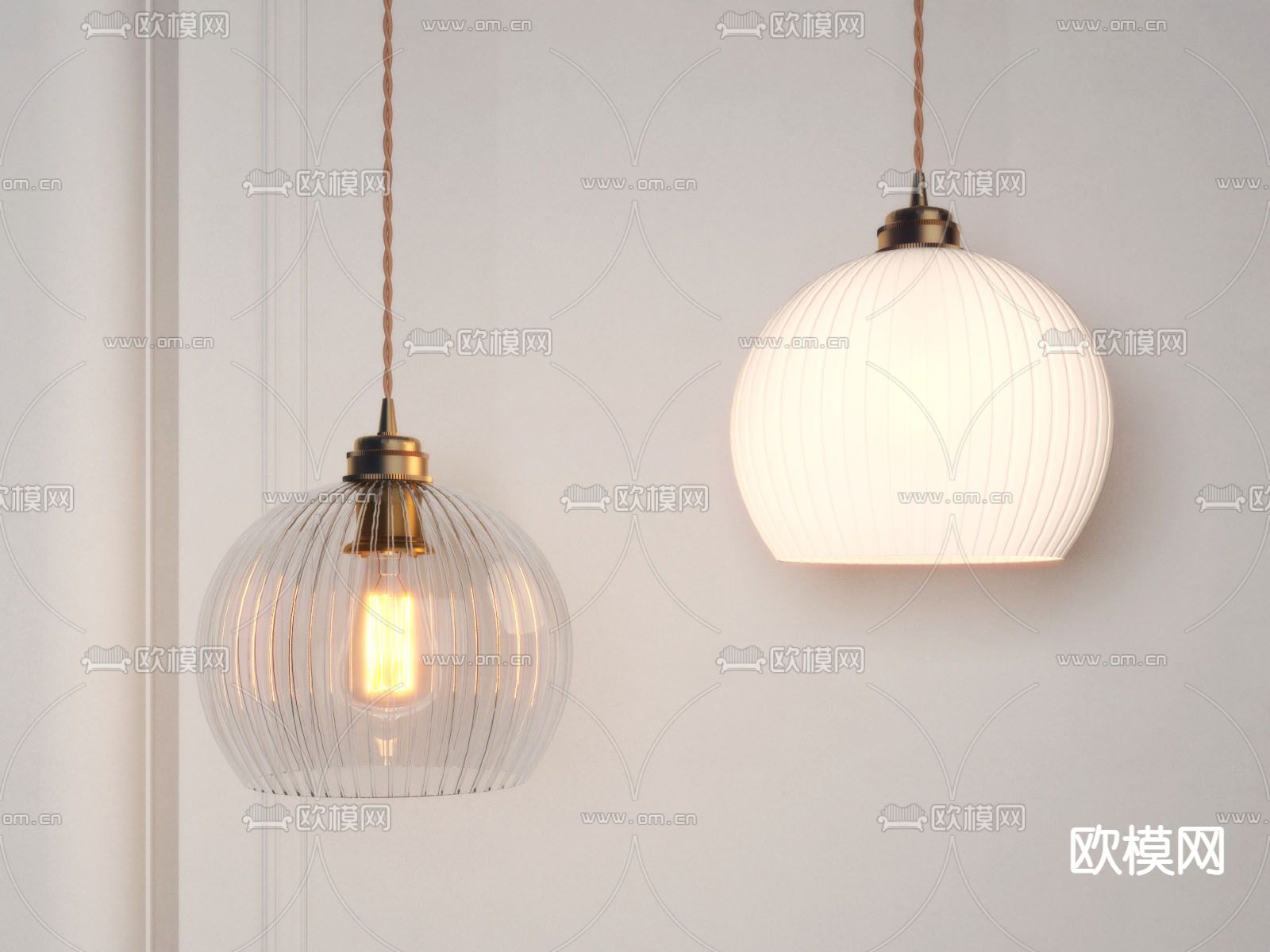 北欧玻璃吊灯3d模型下载