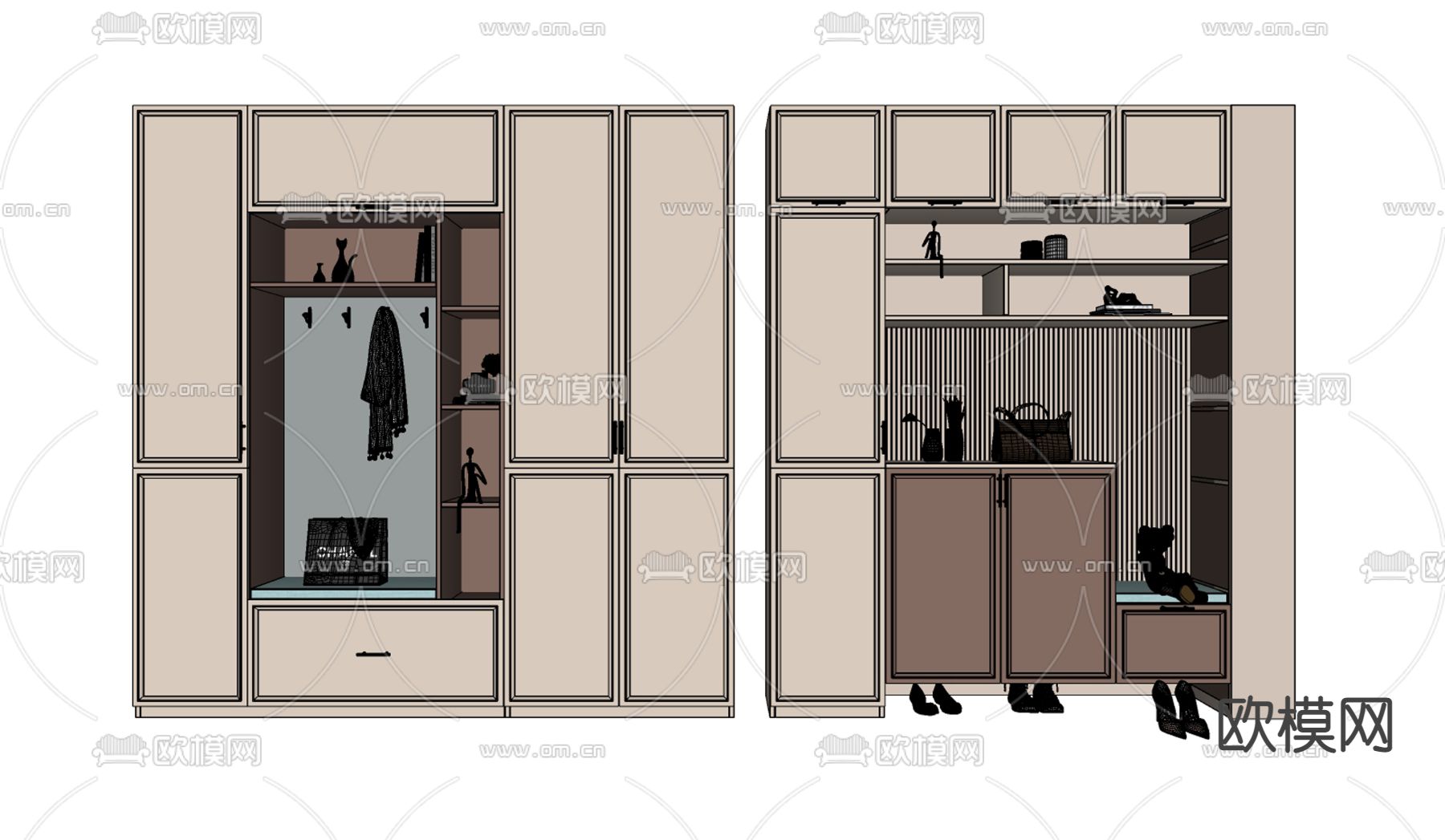 简欧鞋柜su模型下载（渲染图2）