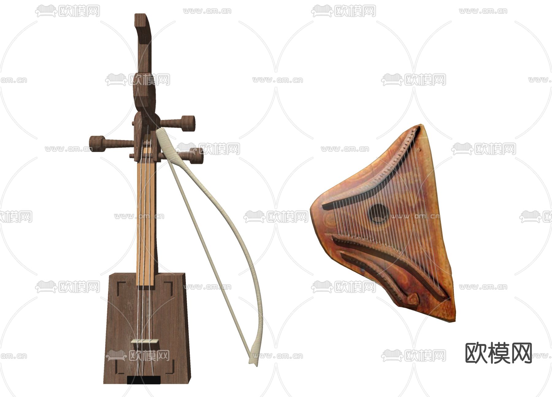 中式少数民族乐器马头琴su模型下载