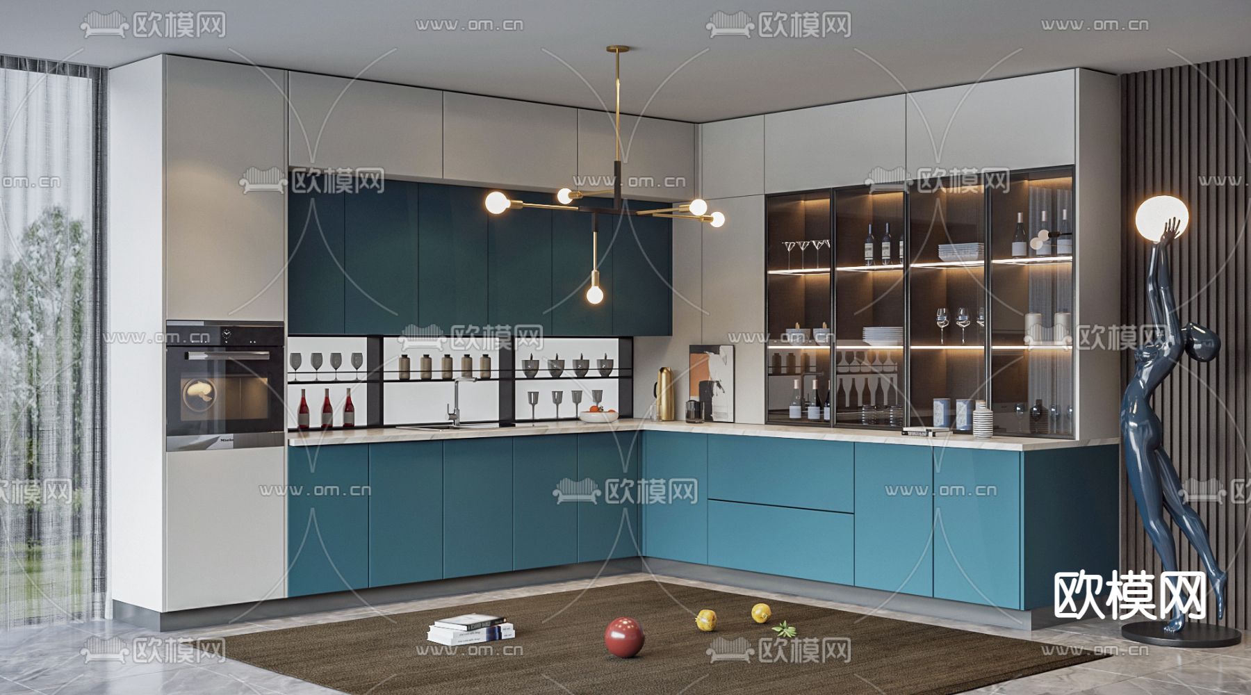 现代厨房橱柜3d模型下载