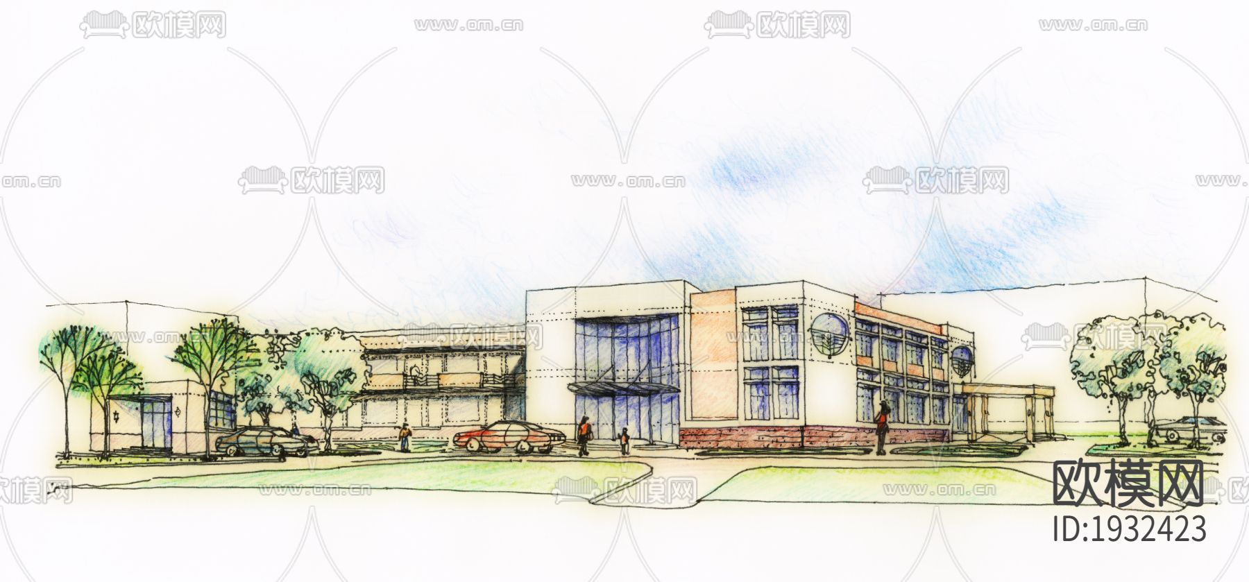 粤北第二人民医院传染病房楼cad施工图下载（渲染图5）