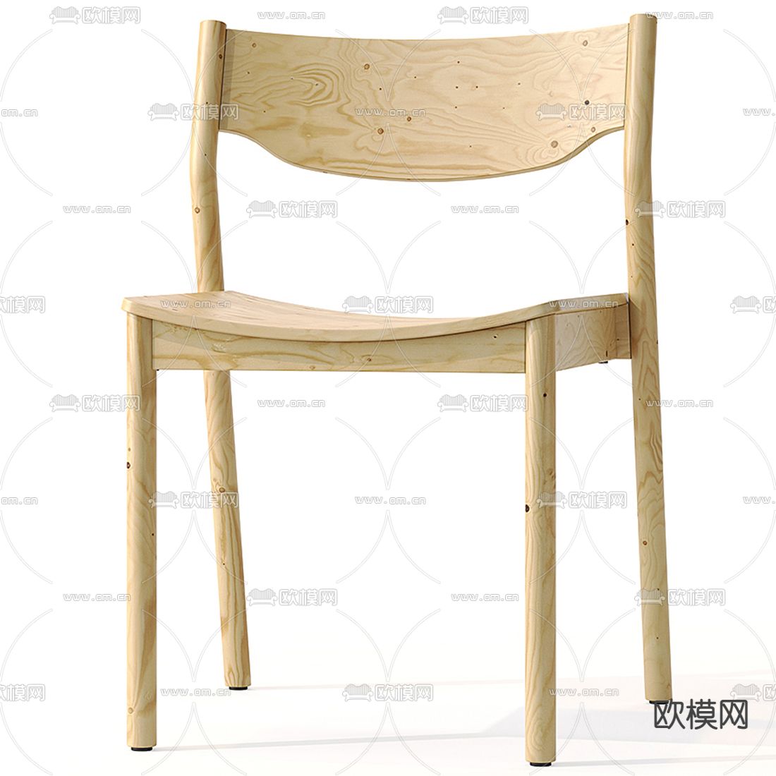 现代木质单椅3d模型下载（渲染图1）