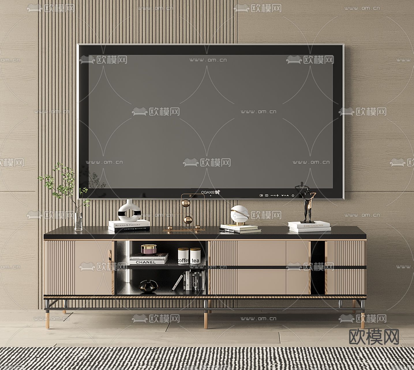 现代轻奢电视柜3d模型下载
