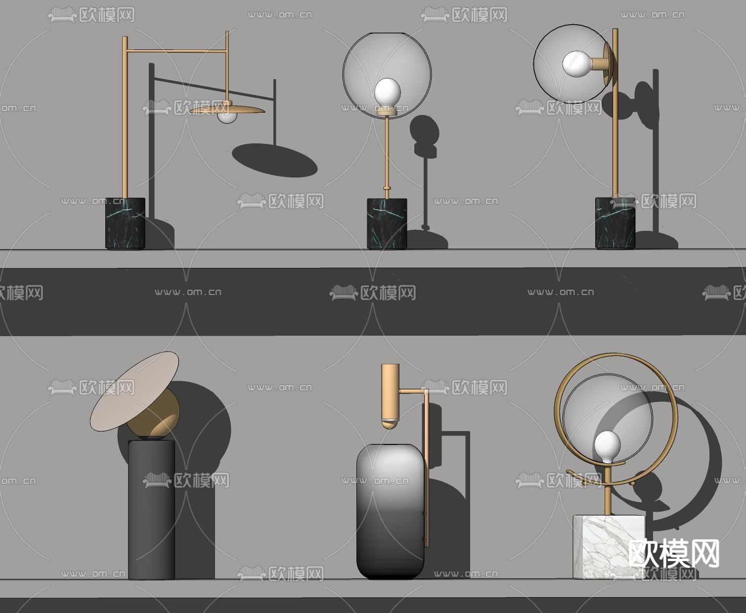 现代轻奢落地灯su模型下载（渲染图2）