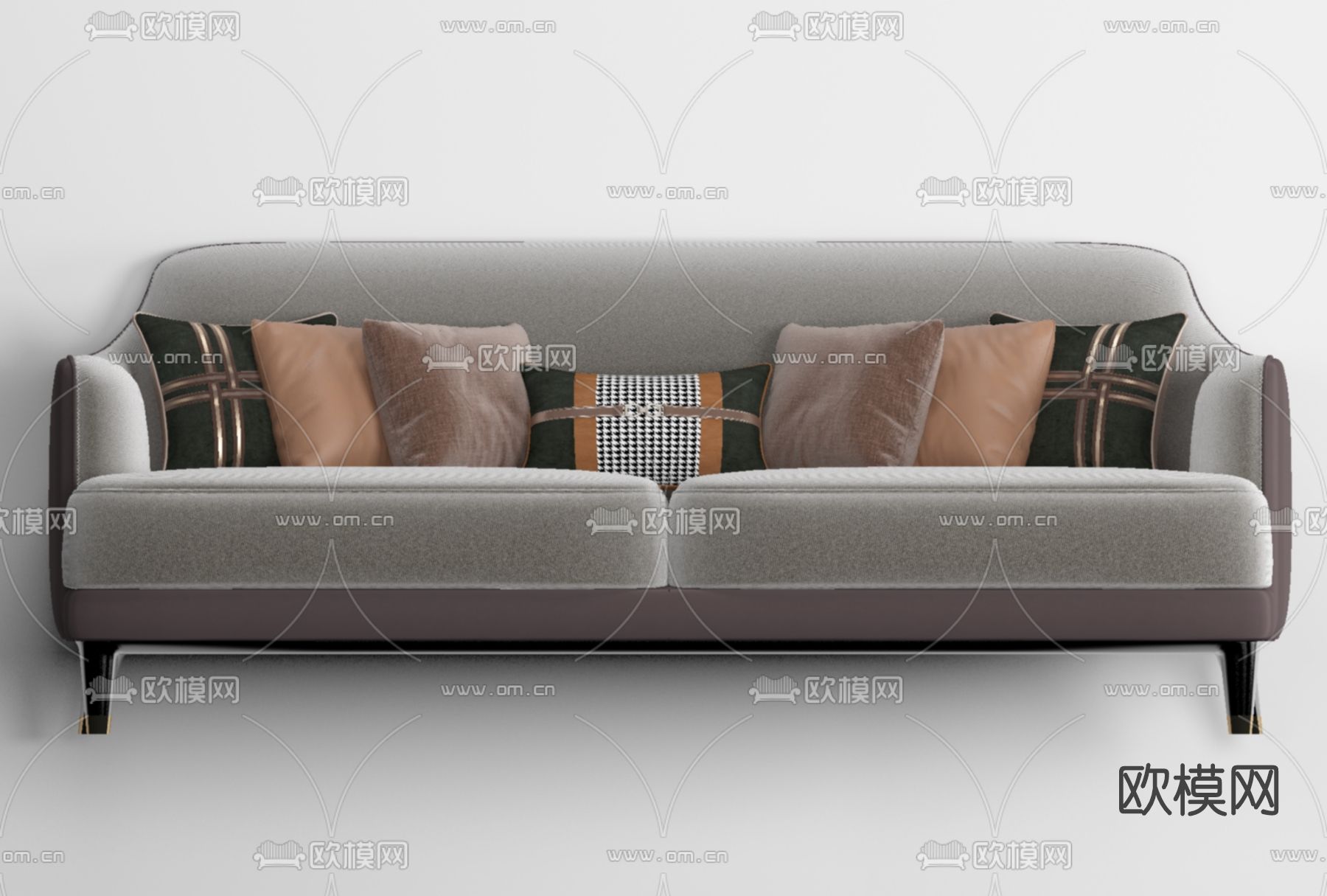 现代布艺双人沙发免费3d模型下载