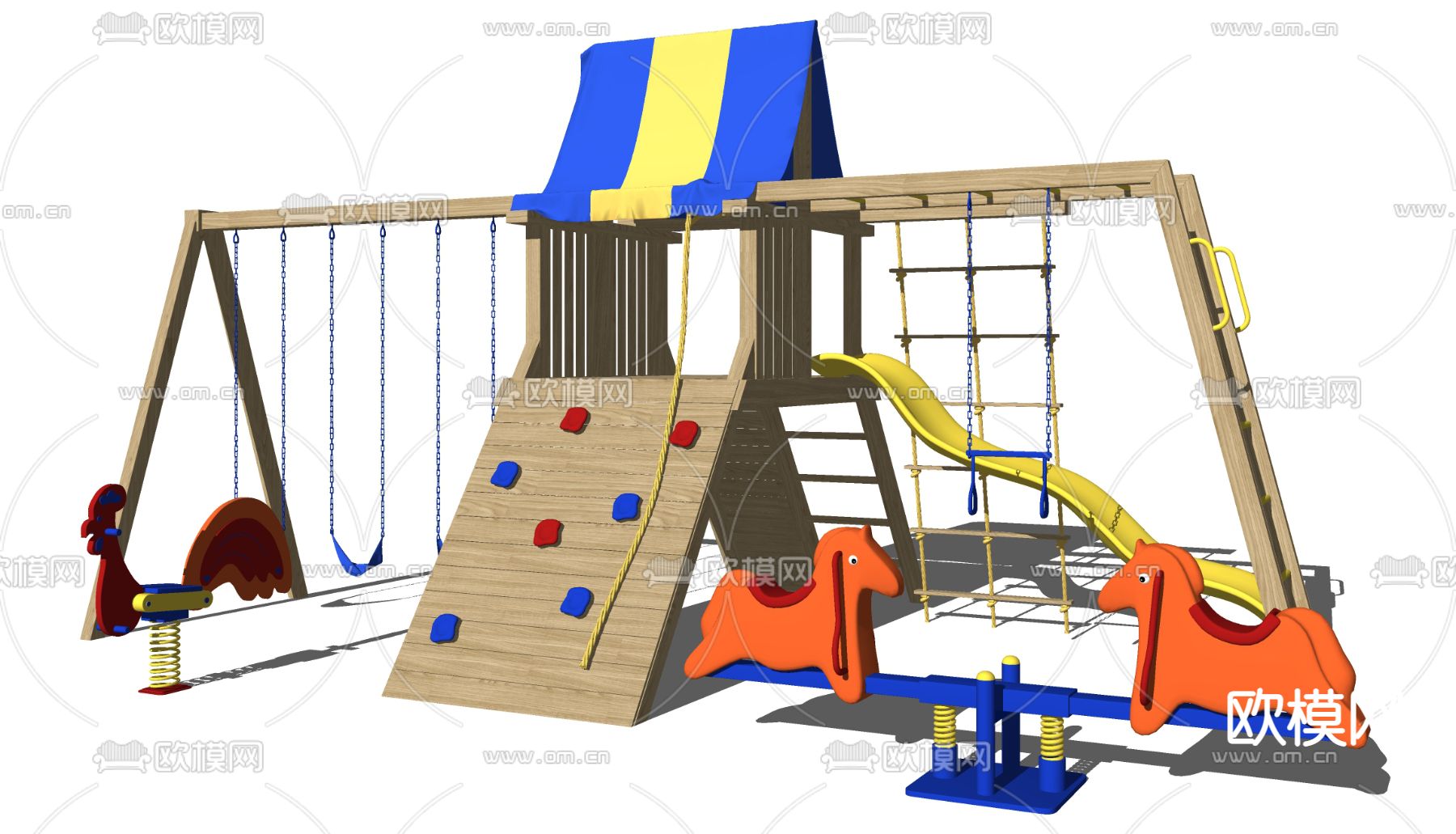 现代儿童娱乐器材跷跷板su模型下载