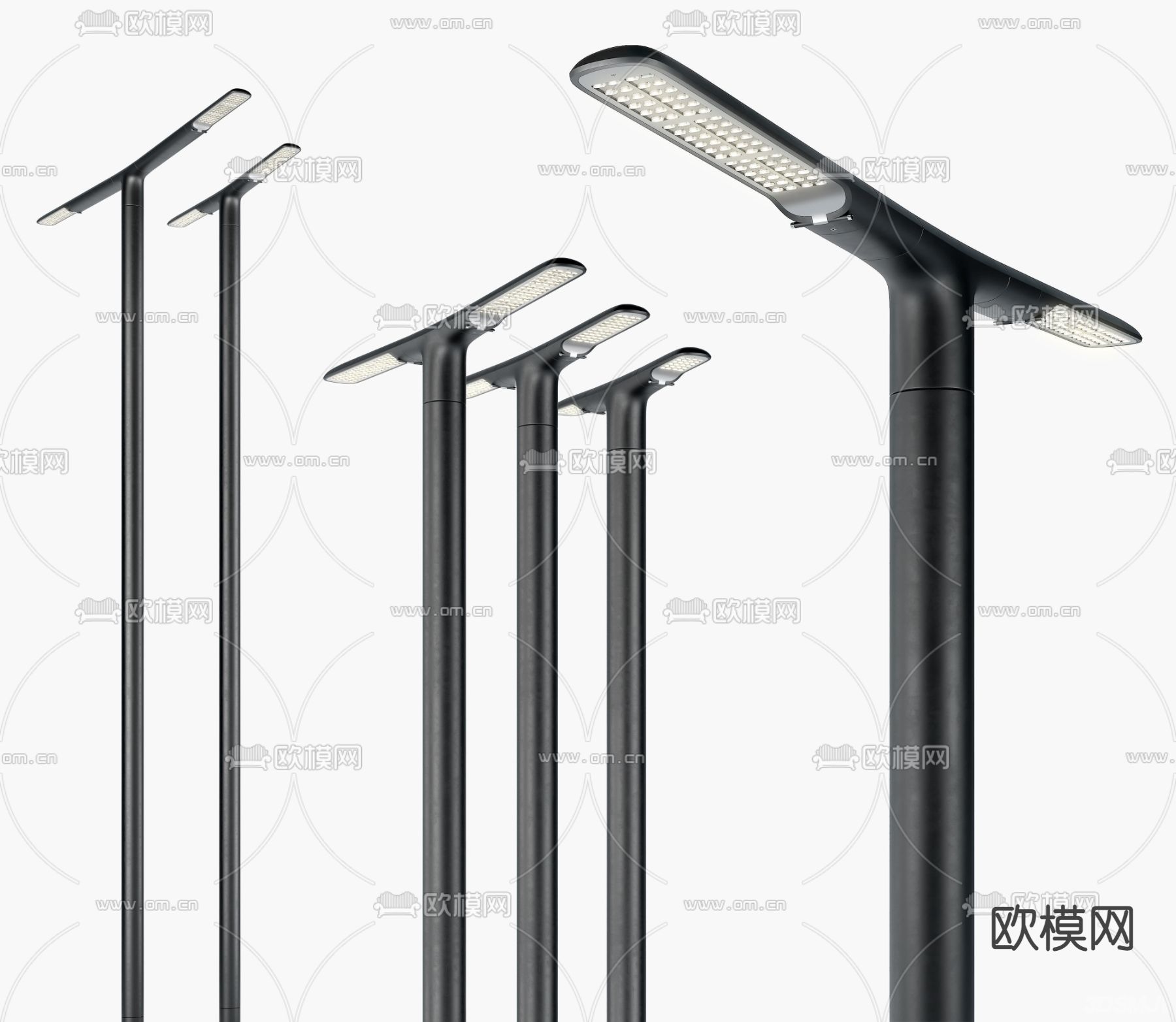 现代金属路灯3d模型下载（渲染图3）