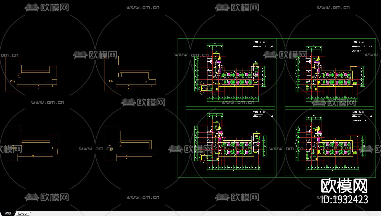 粤北第二人民医院传染病房楼cad施工图下载（渲染图2）