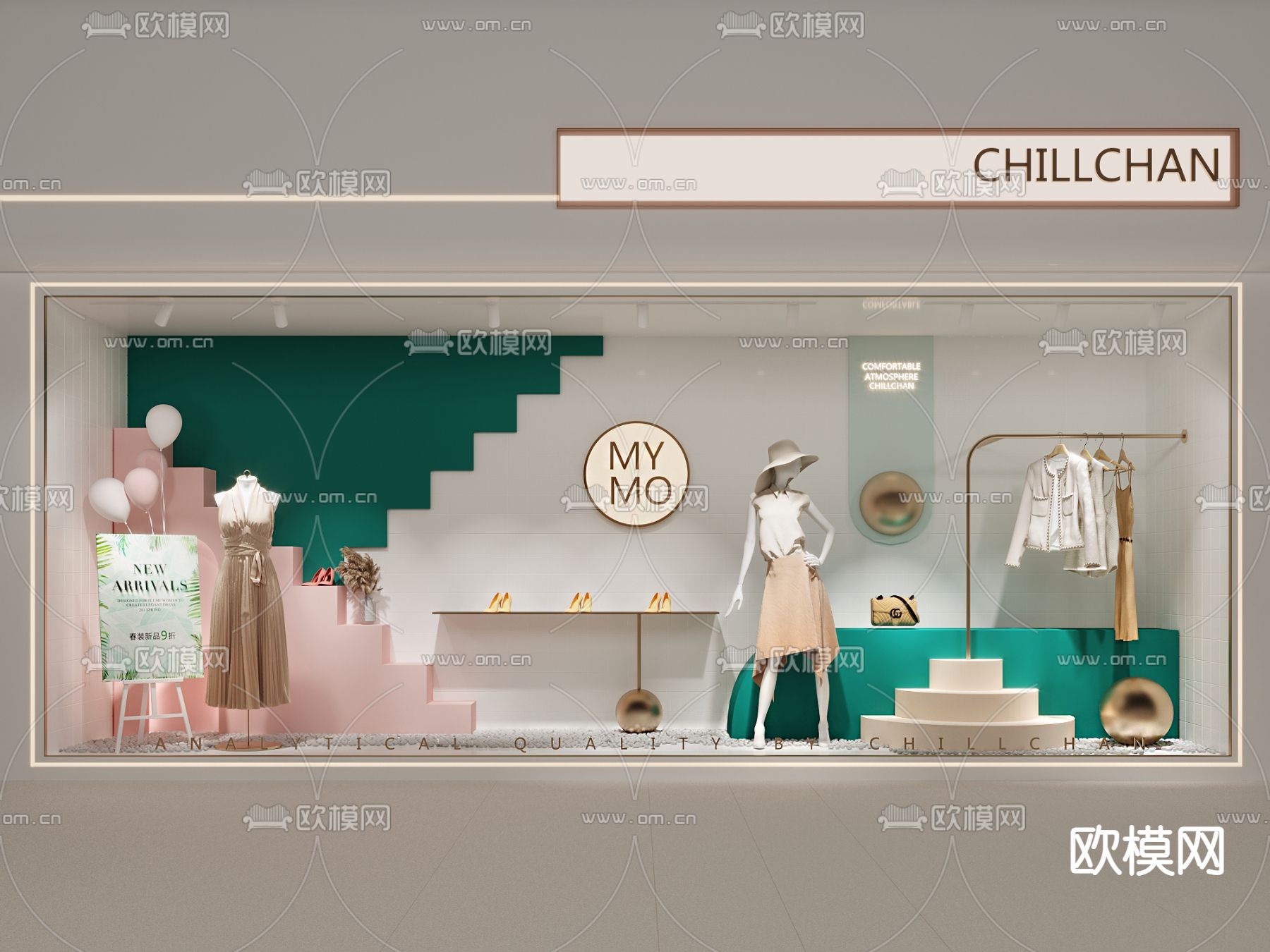 现代女装橱窗3d模型下载