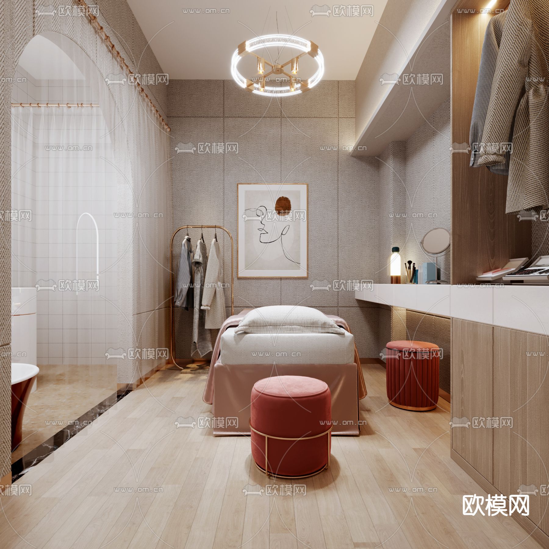 现代美容院3d模型