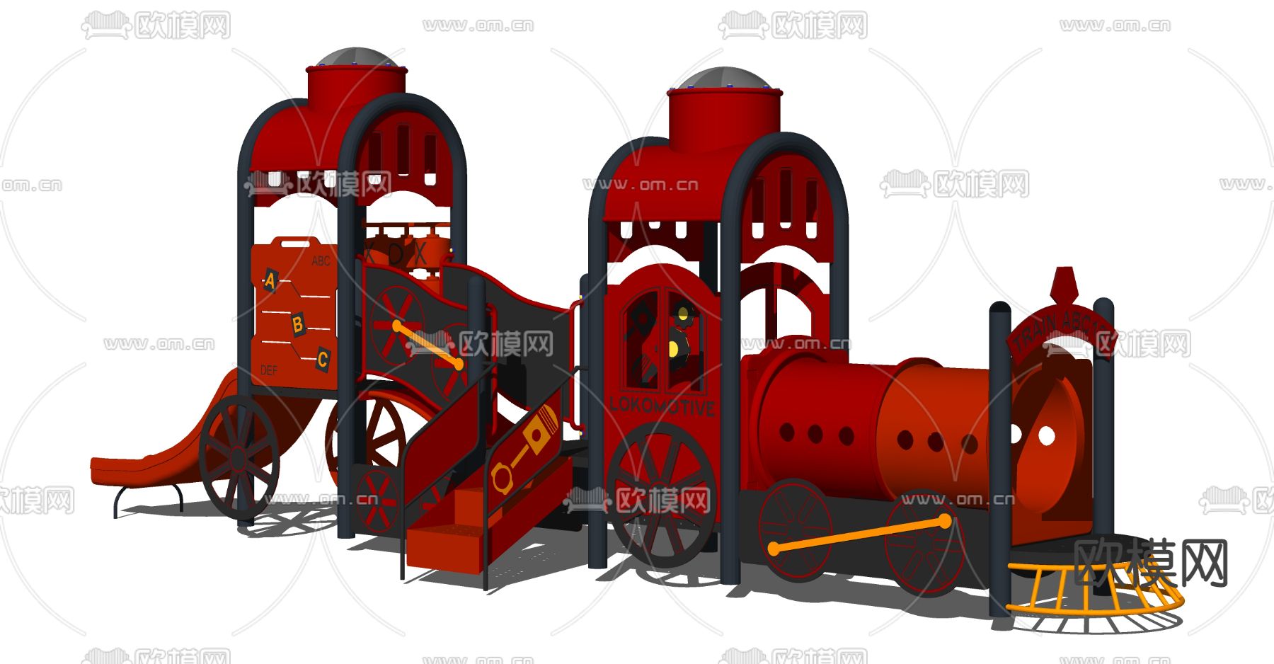 现代儿童滑梯游乐设施su模型下载
