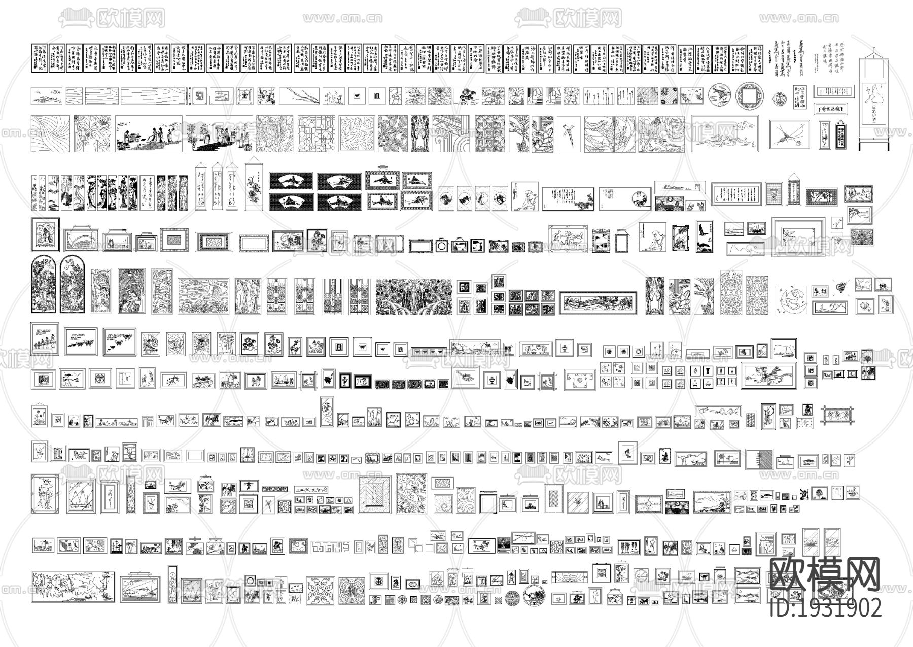 装饰画CAD图库下载（渲染图2）