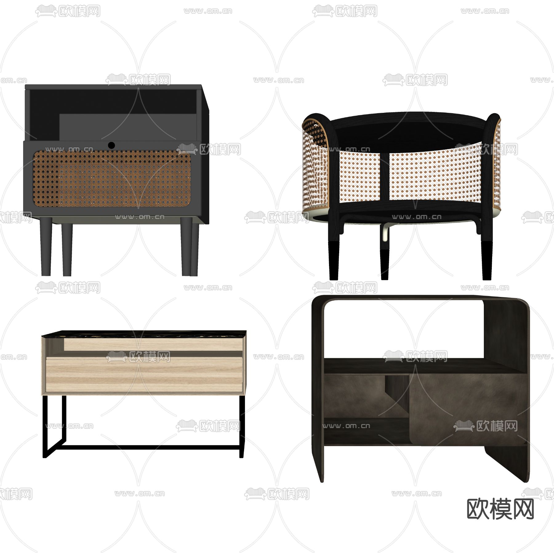 现代轻奢床头柜su模型下载（渲染图2）