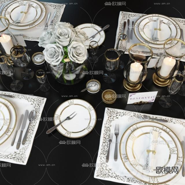 欧式餐具免费3d模型下载