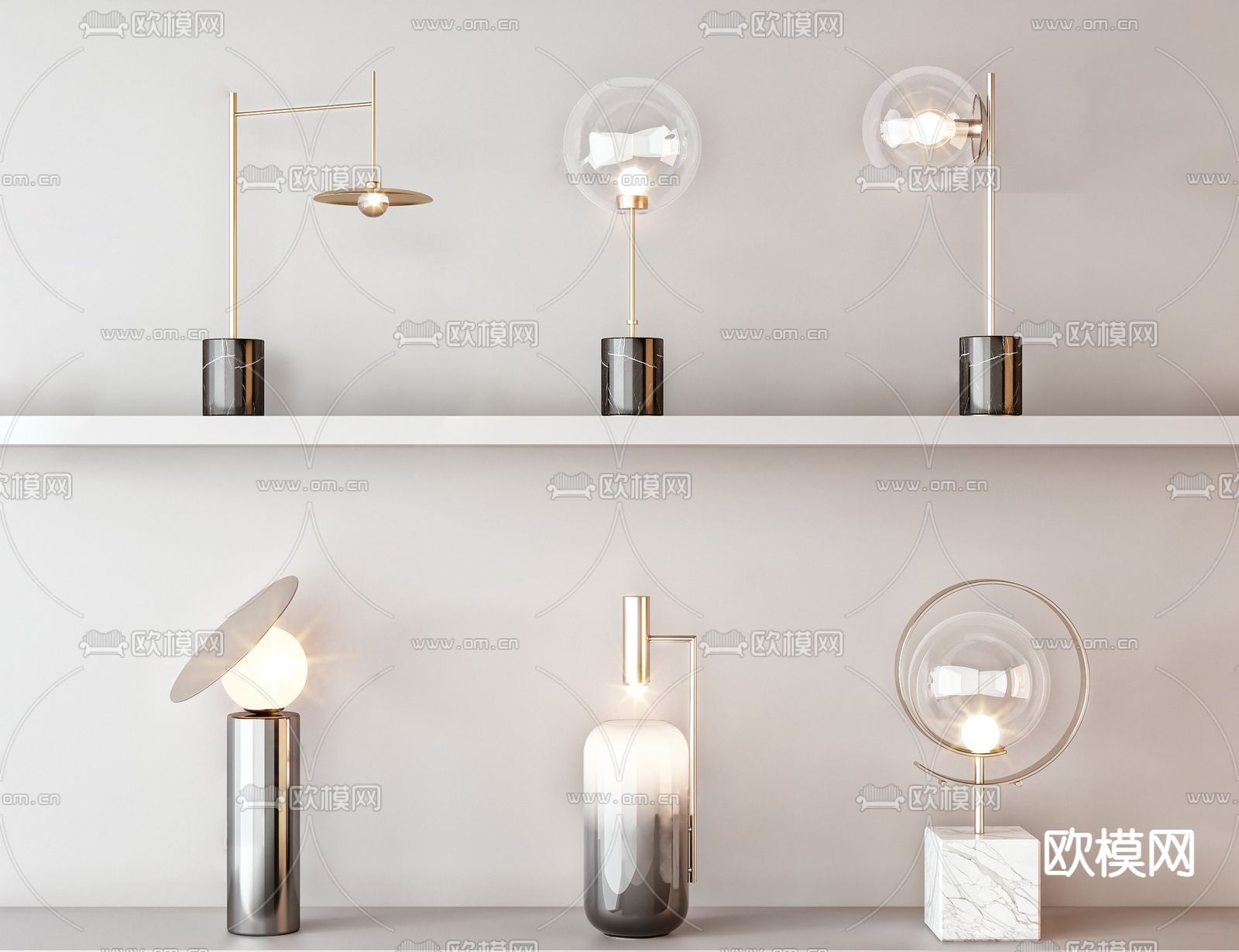 现代轻奢落地灯su模型下载（渲染图1）