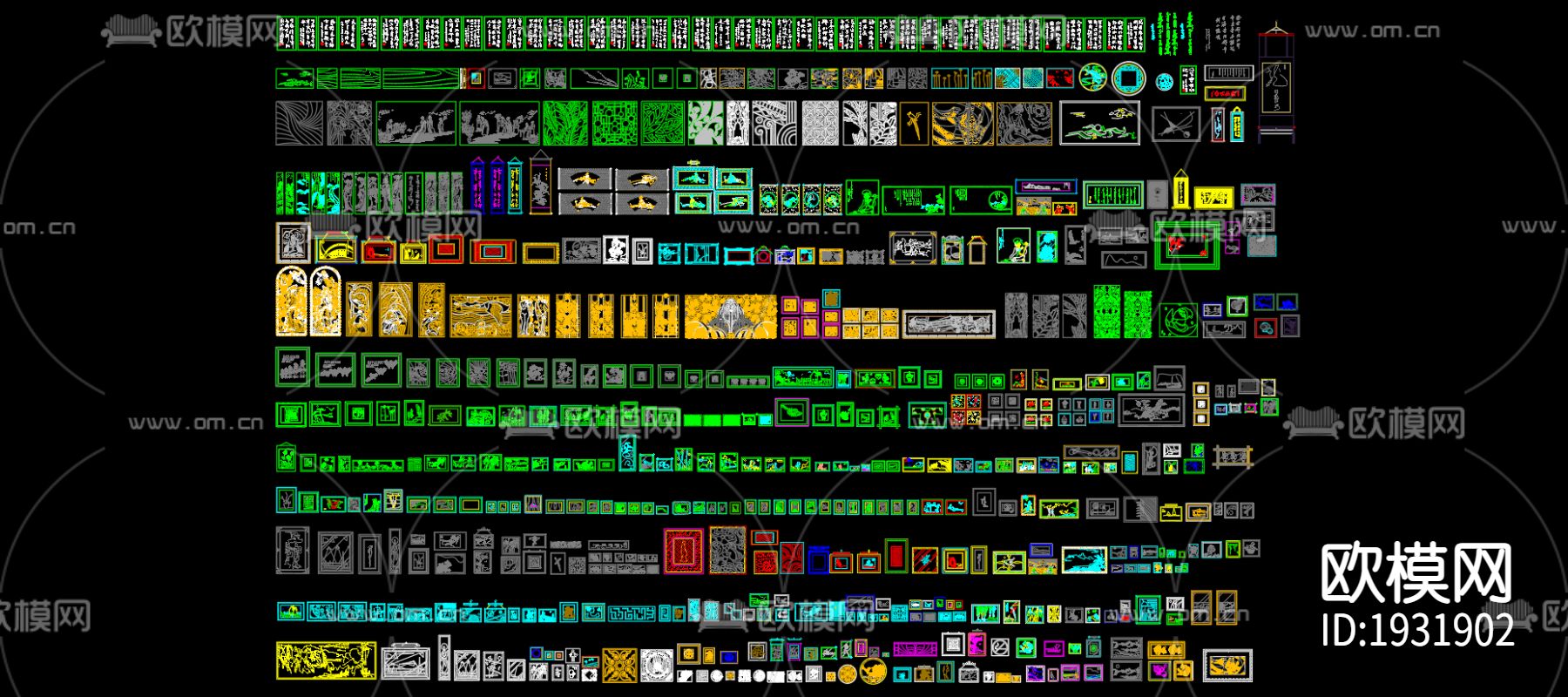 装饰画CAD图库下载（渲染图1）