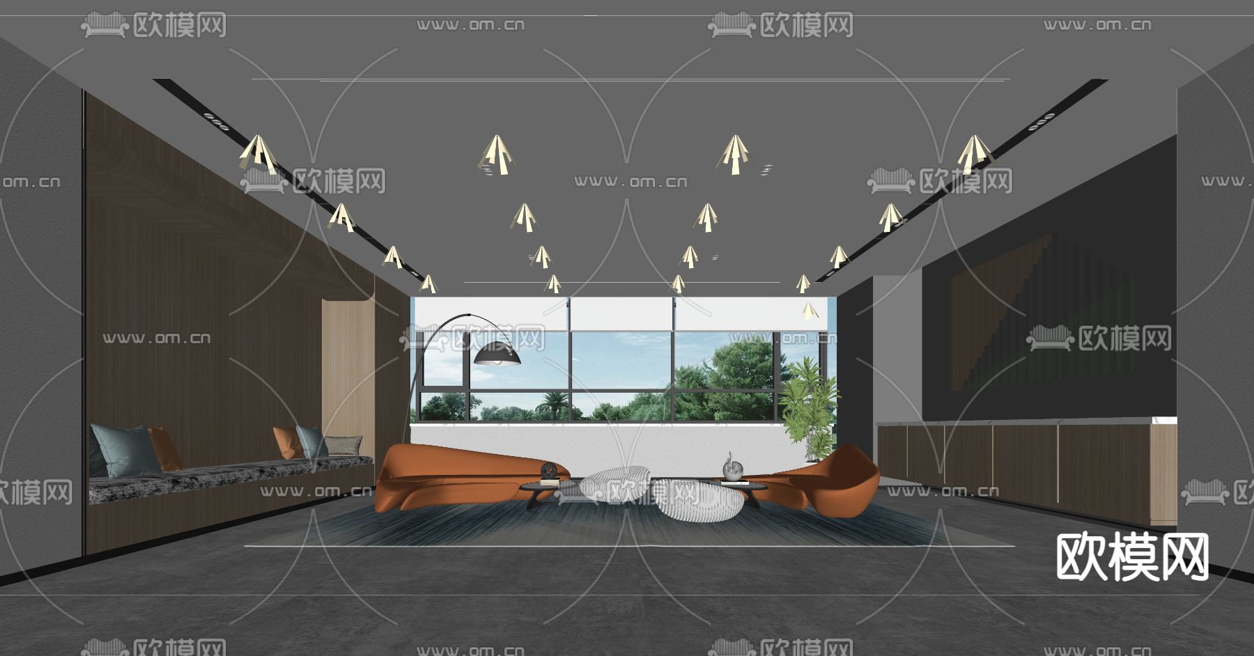 现代办公室休息区su模型下载（渲染图2）