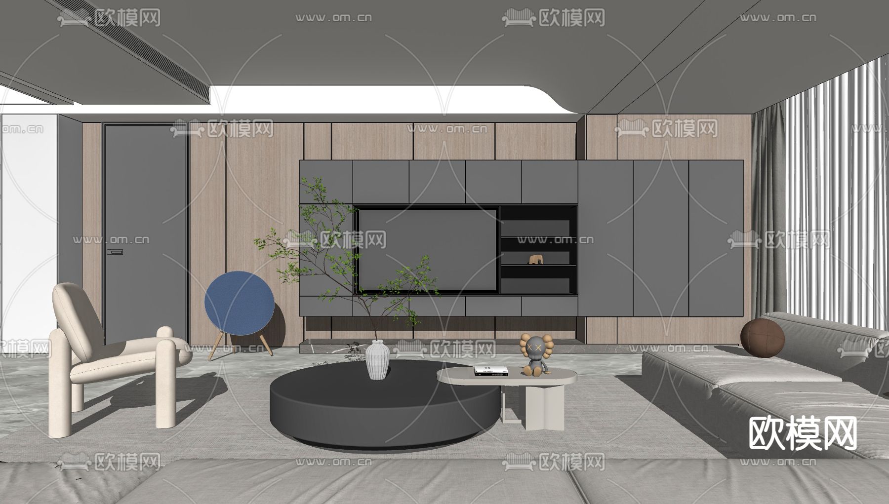 现代客厅su模型