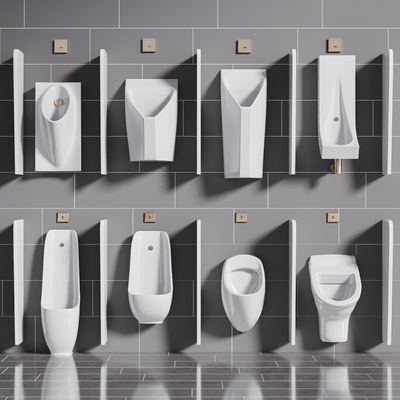  现代便斗小便器su模型 