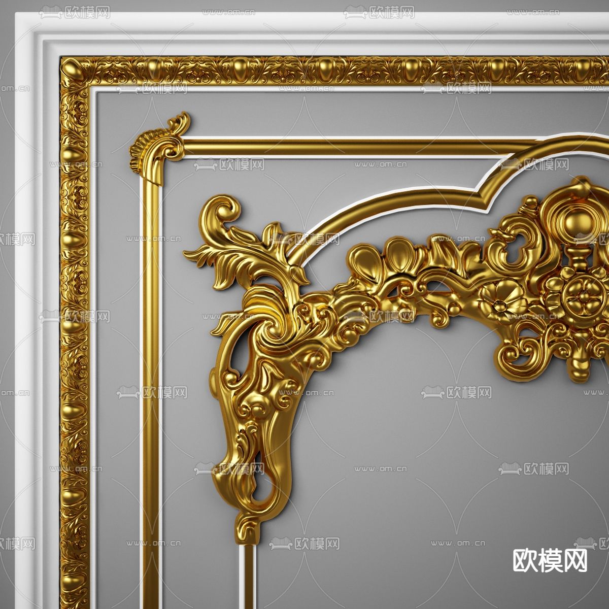 欧式石膏线角线雕花3d模型下载（渲染图2）