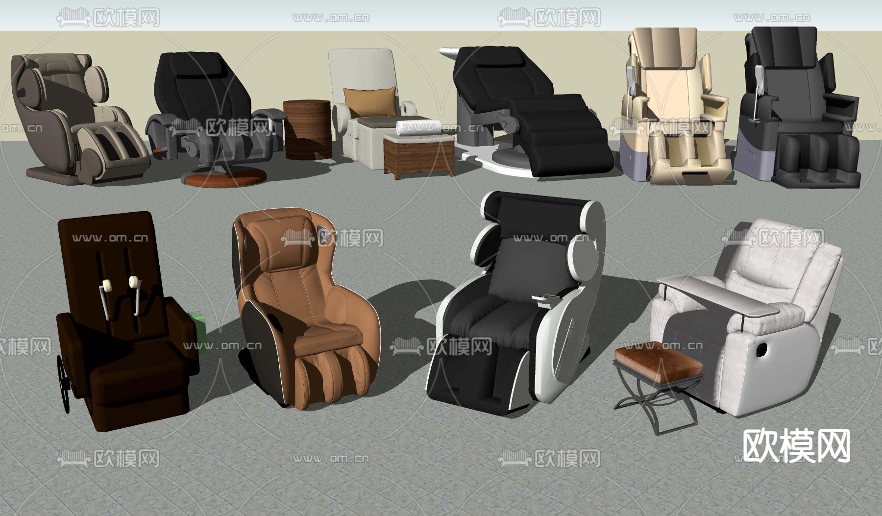 现代皮质按摩椅su模型下载