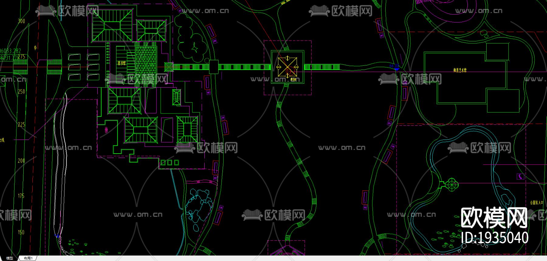 徐特立公园cad平面索引图下载（渲染图2）