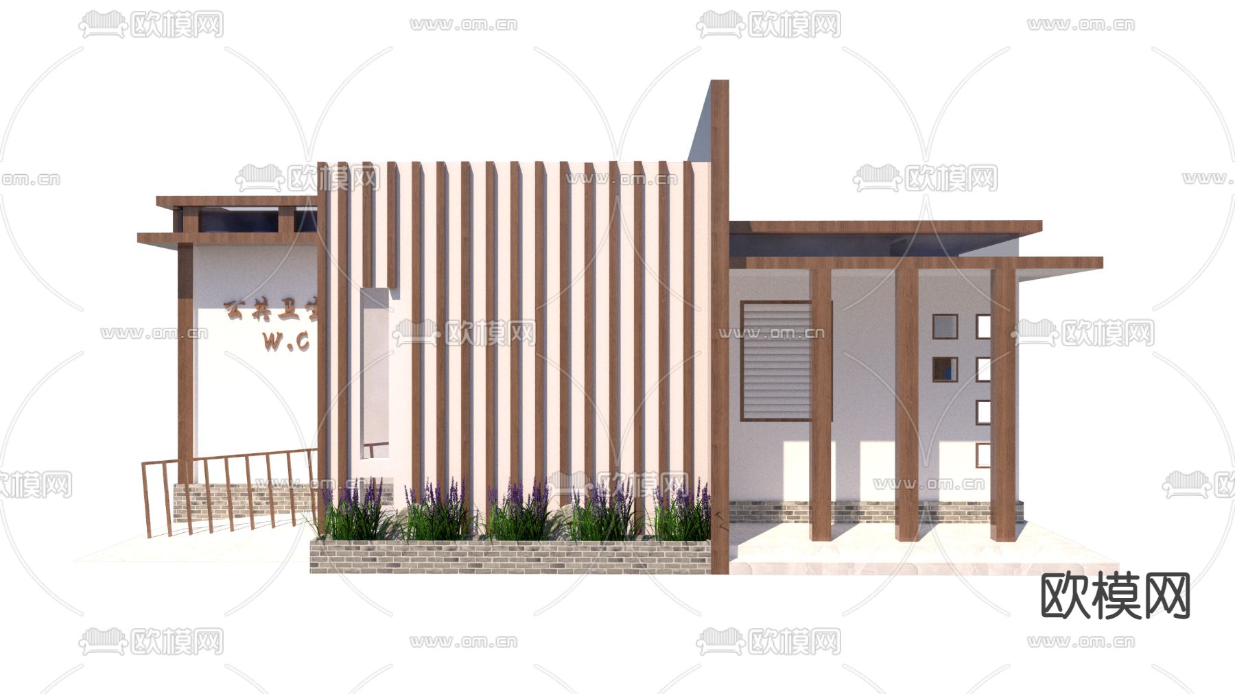 现代公共卫生间免费3d模型下载（渲染图1）