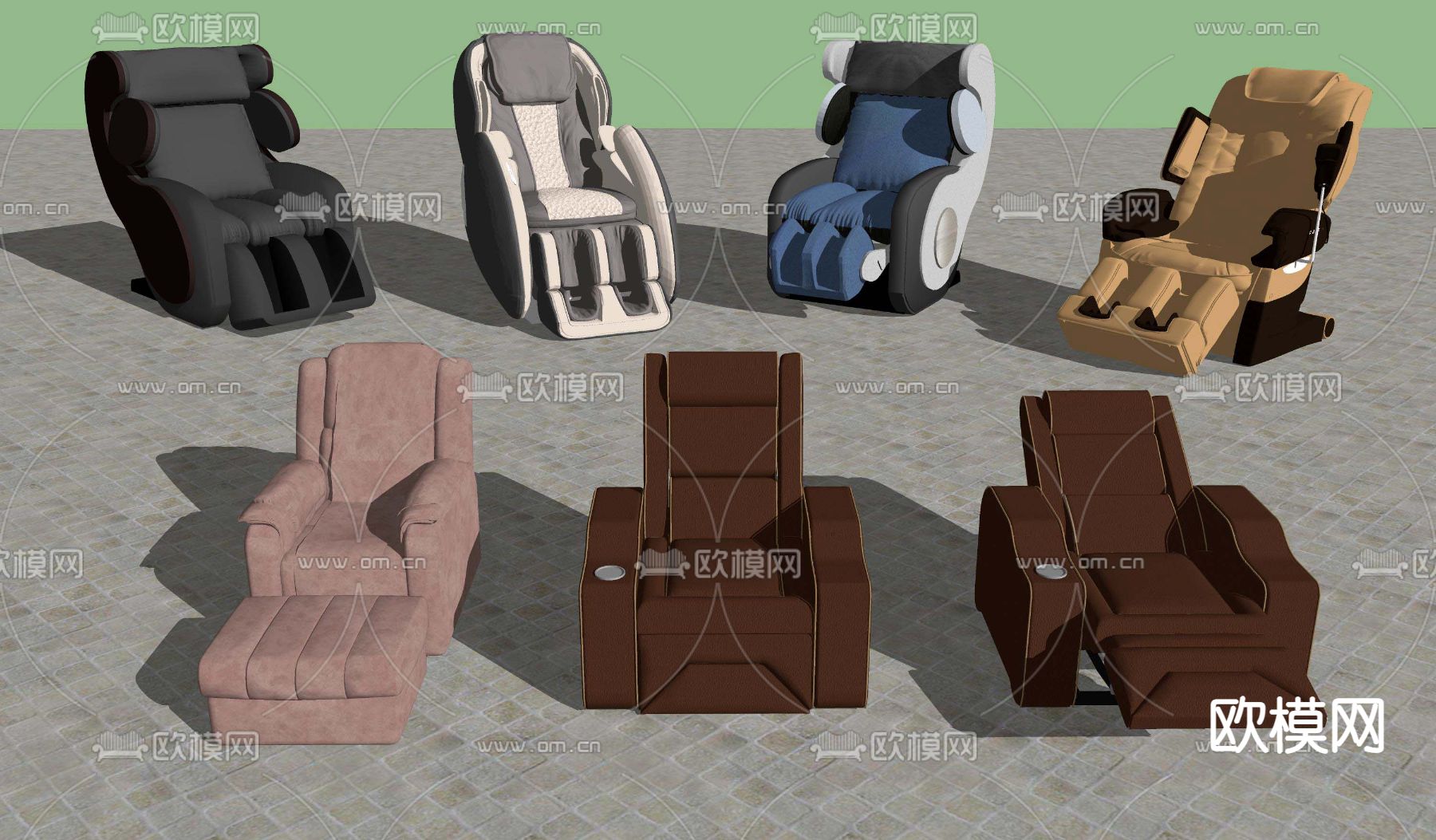 现代皮质按摩椅su模型下载