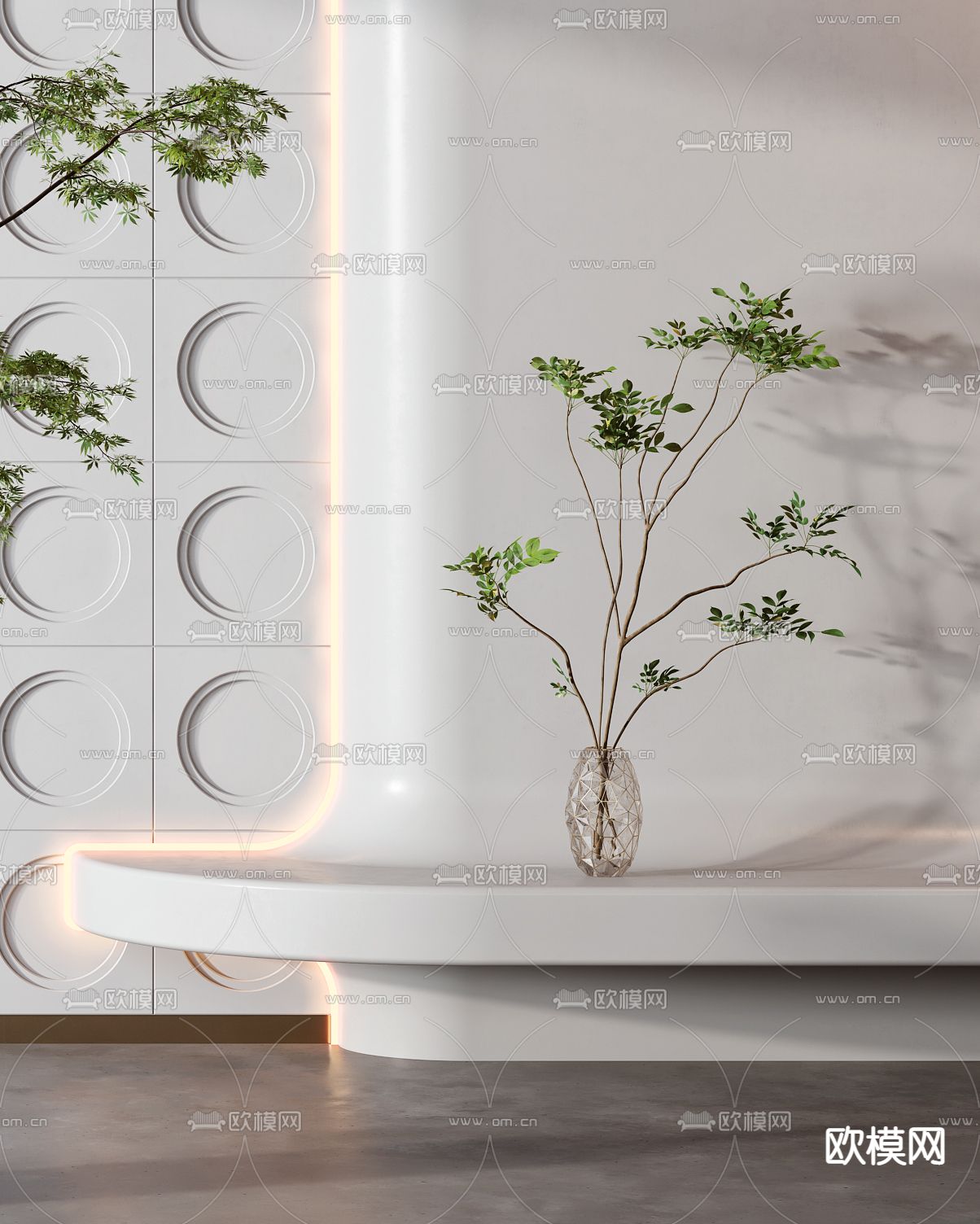 现代绿植盆栽3d模型下载（渲染图3）