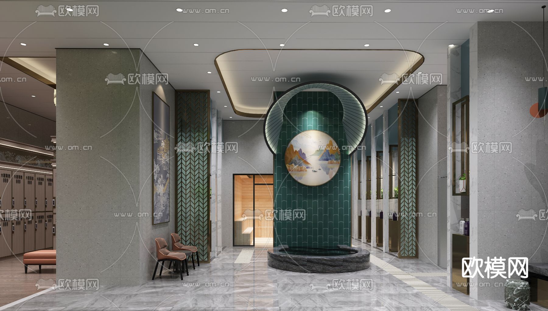 现代洗浴中心女宾免费3d模型下载（渲染图3）