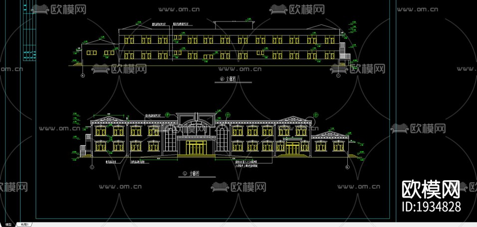 藥浴中心建筑cad施工圖下載(渲染圖2)