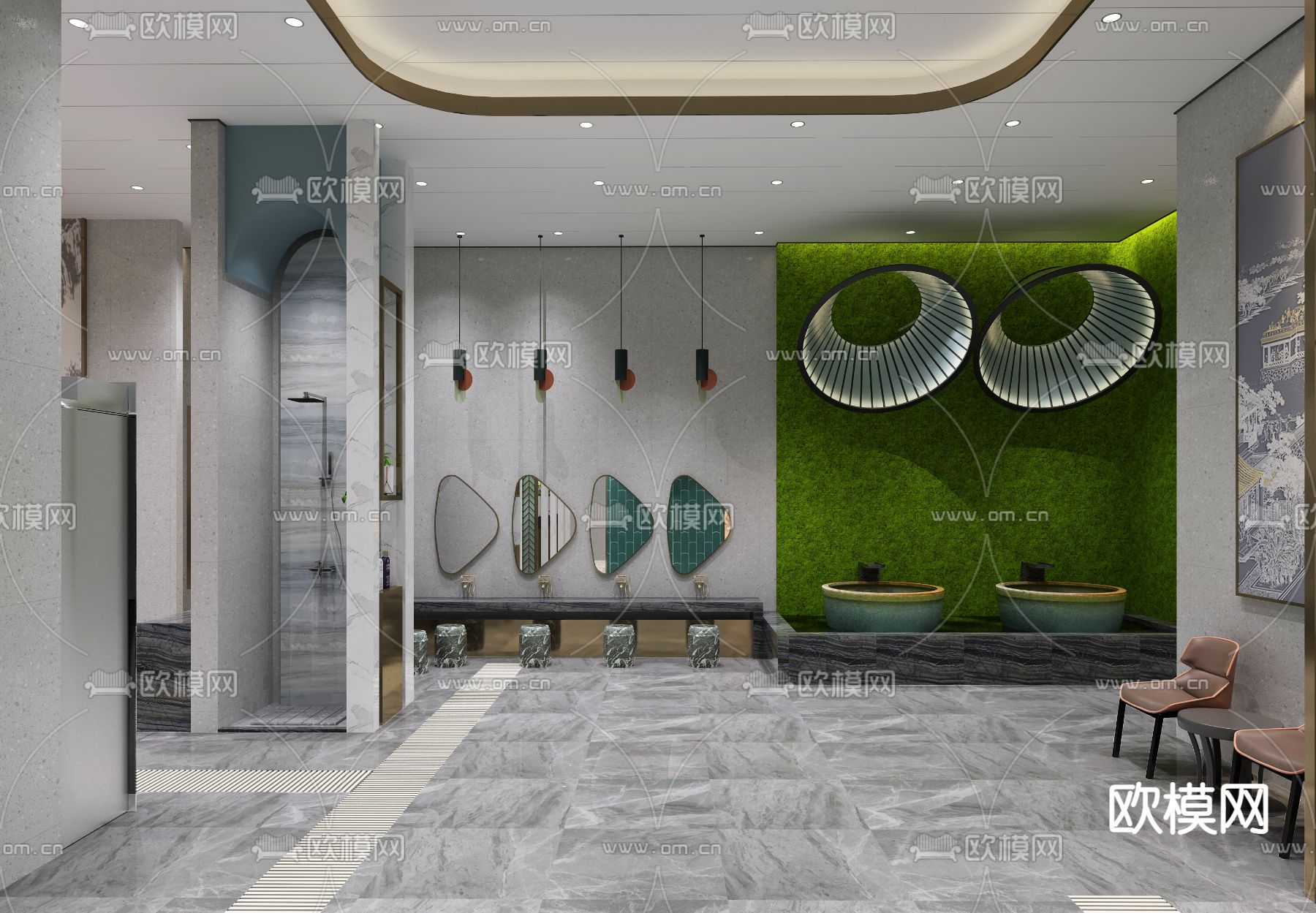 现代洗浴中心女宾免费3d模型下载（渲染图6）