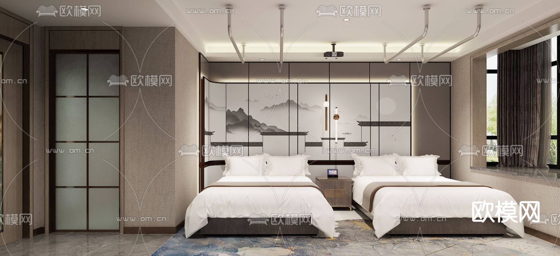 现代足疗包间免费3d模型下载（渲染图3）