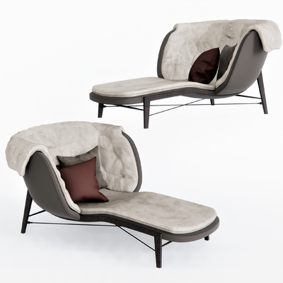  北欧布艺躺椅su模型 