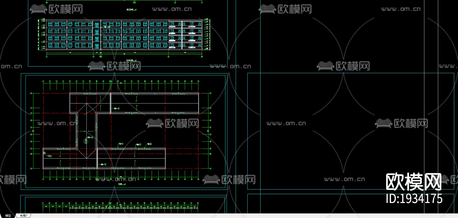 高中教学楼cad施工图下载（渲染图3）