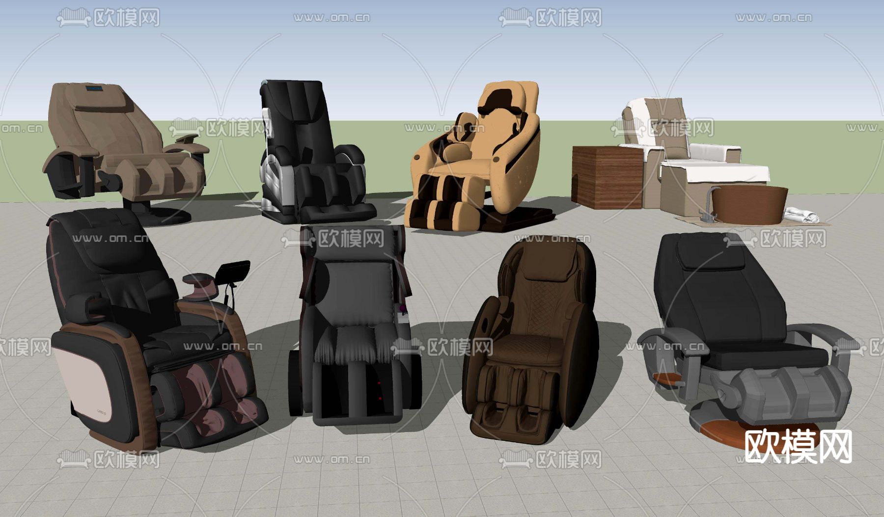 现代皮质按摩椅su模型下载