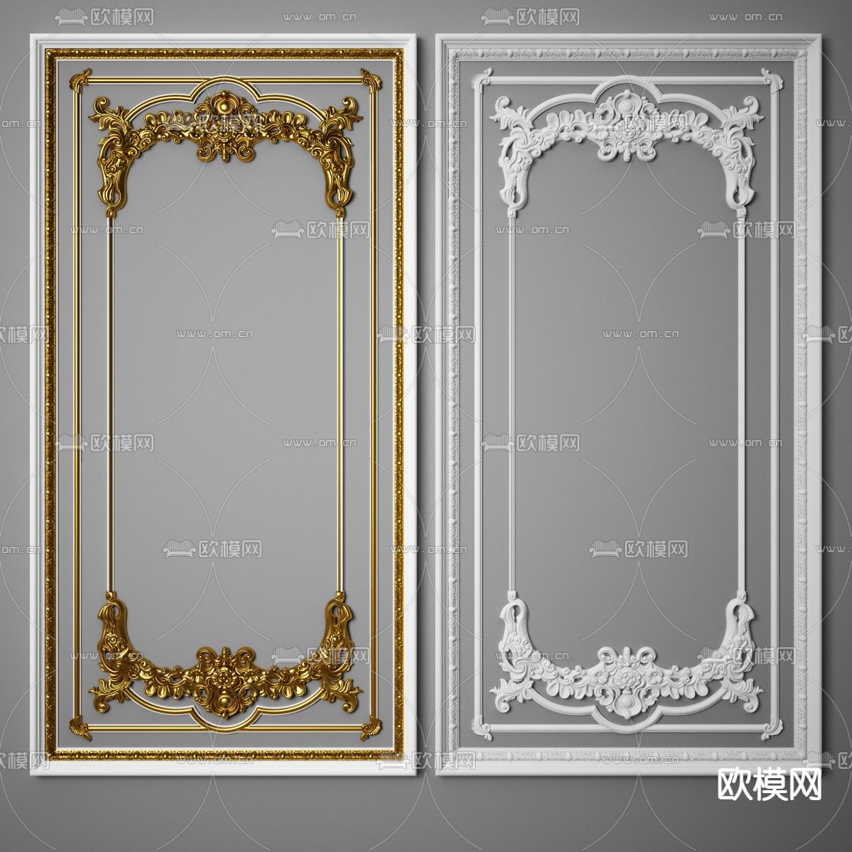 欧式石膏线角线雕花3d模型下载（渲染图1）