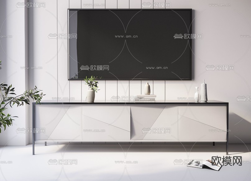 现代轻奢电视柜3d模型下载