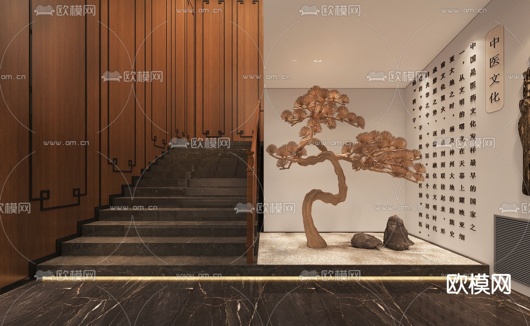 中式中医药馆医院免费3d模型下载（渲染图2）