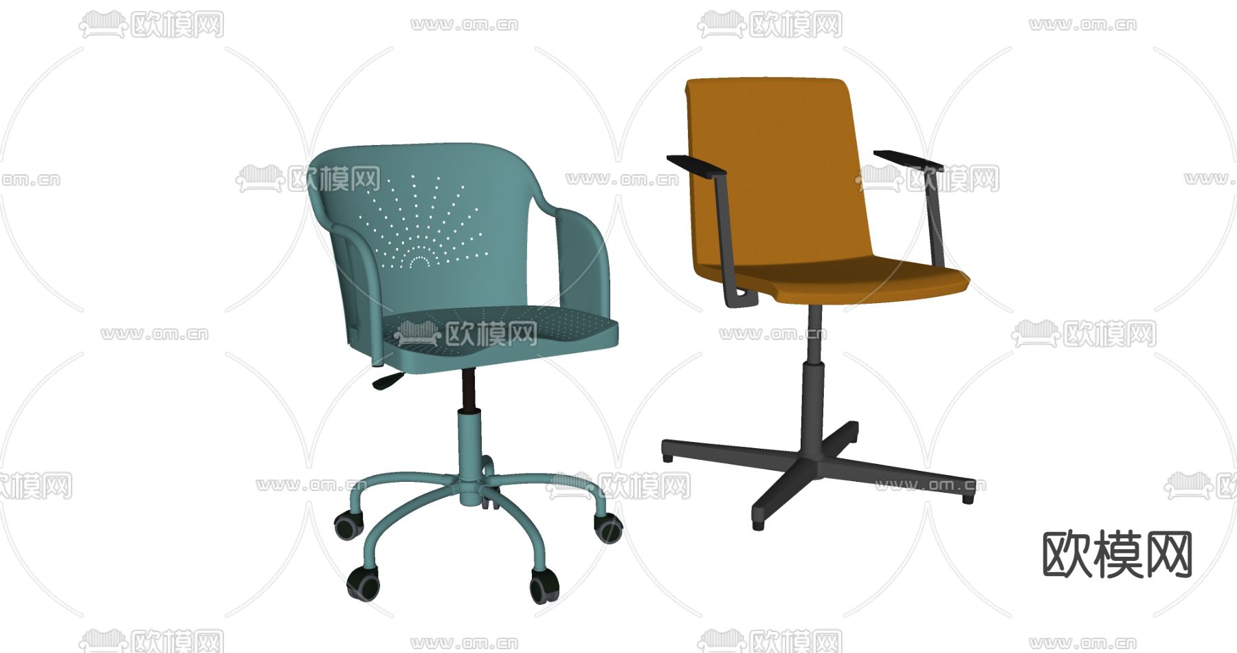 现代办公椅su模型下载（渲染图2）