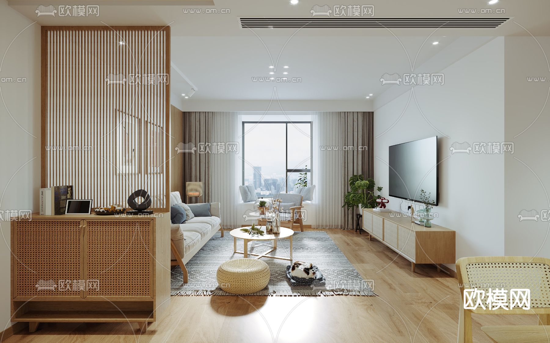 北欧客厅餐厅3d模型下载（渲染图1）