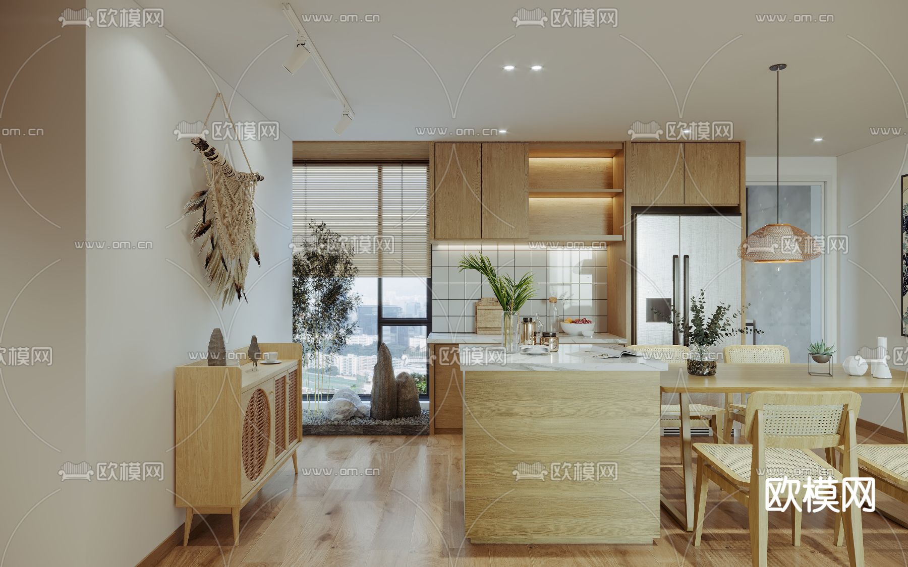 北欧客厅餐厅3d模型下载（渲染图2）