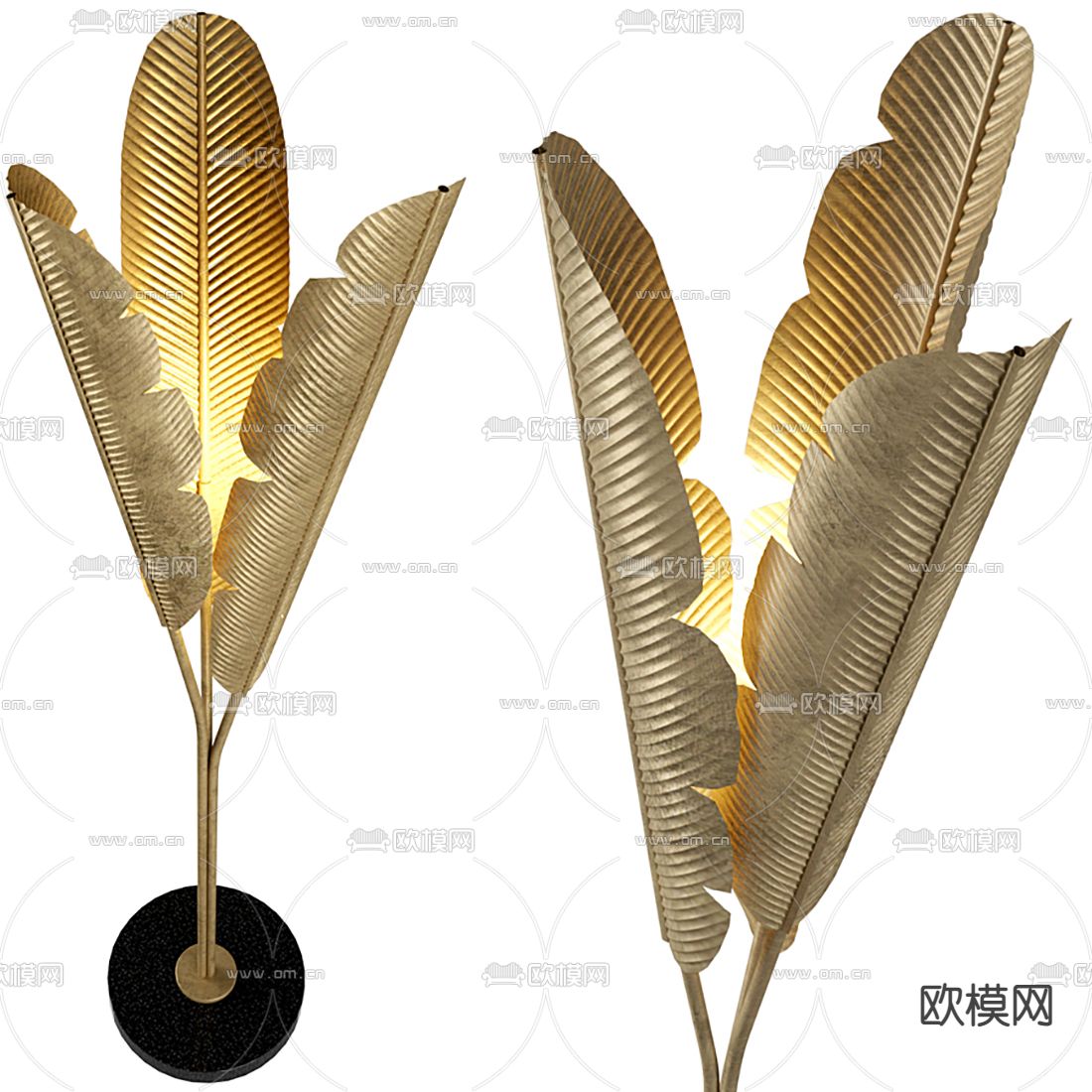 现代车前草落地灯3d模型下载（渲染图1）