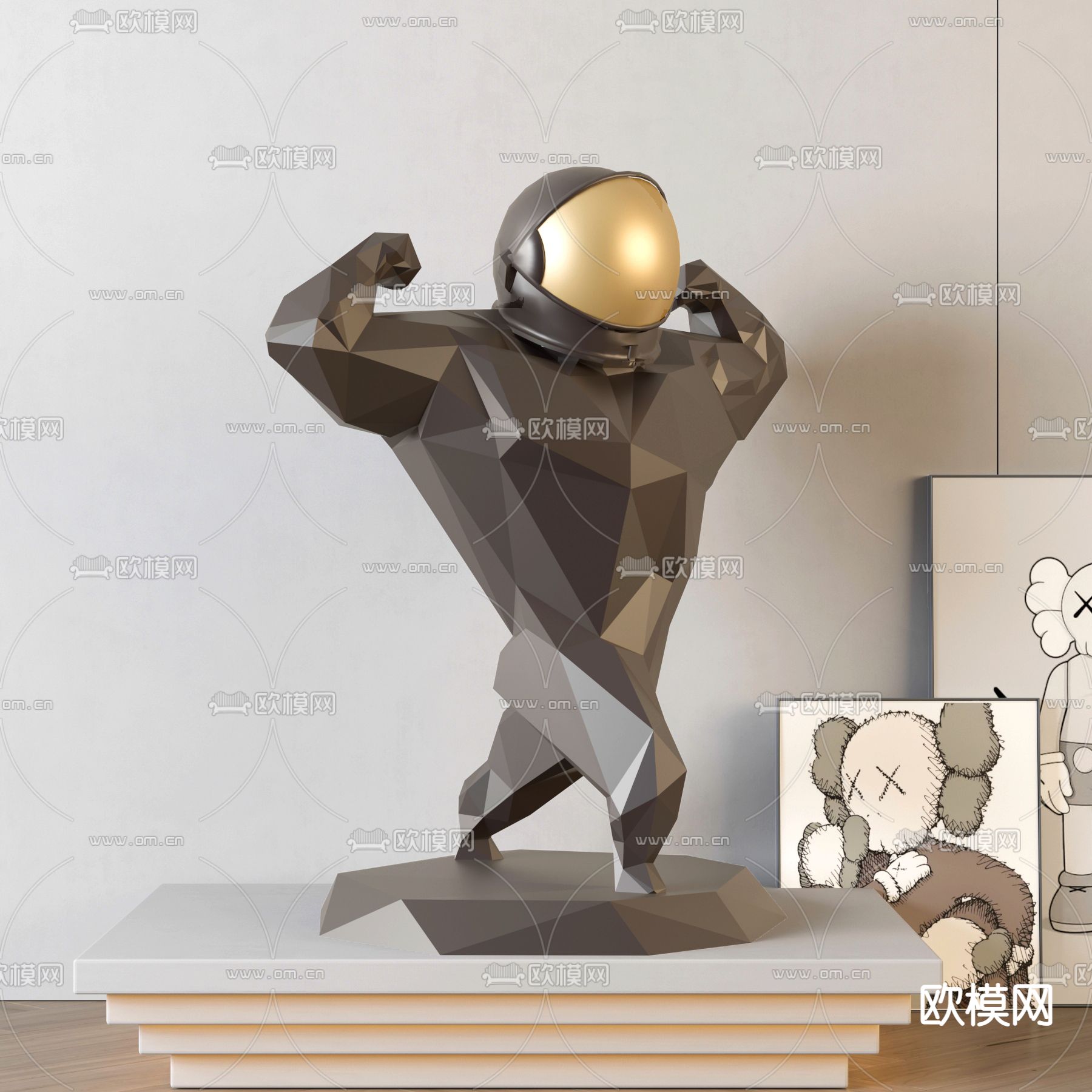 现代抽象人物雕塑摆件3d模型下载