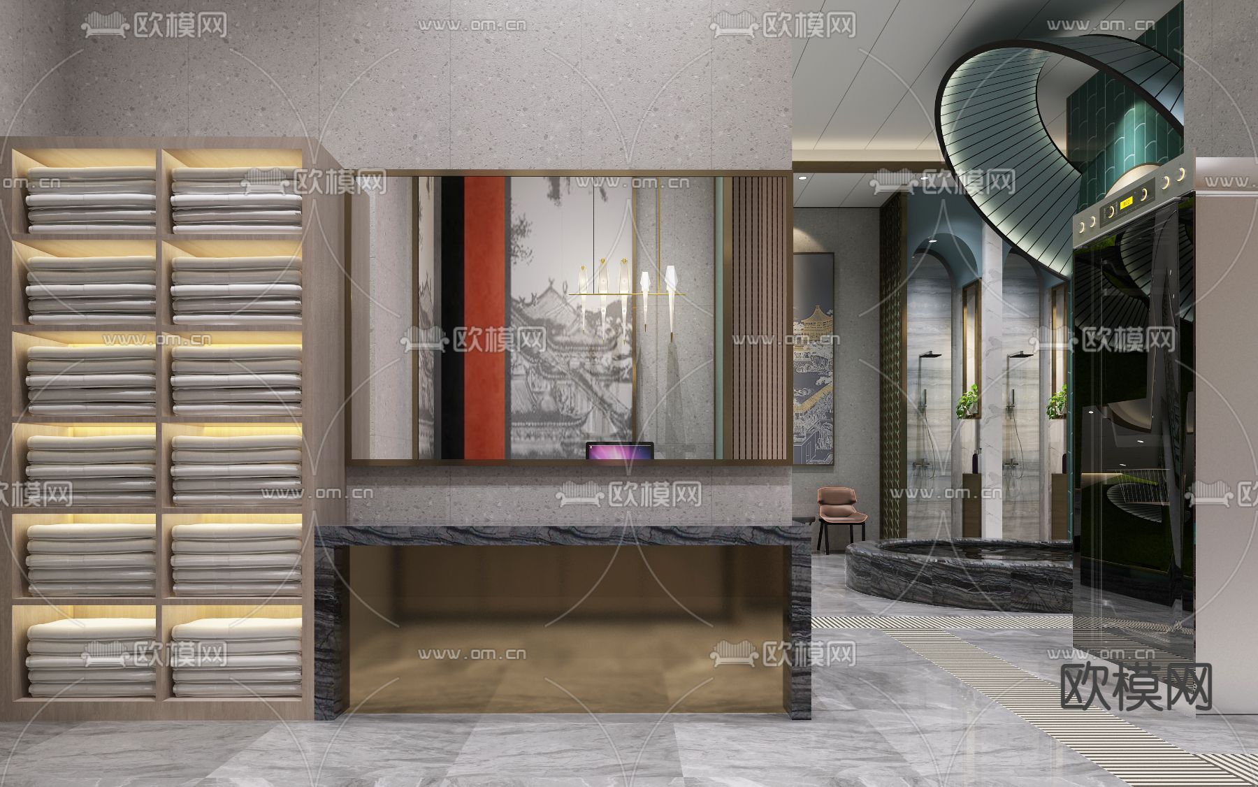 现代洗浴中心女宾免费3d模型下载（渲染图8）