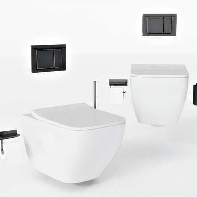  现代壁挂式马桶su模型 