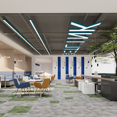  现代办公室休闲区su模型 