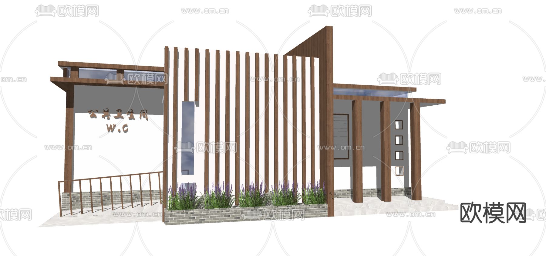 现代公共卫生间免费3d模型下载（渲染图2）